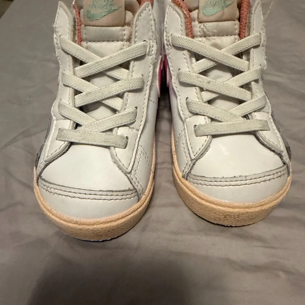 Nike Baby White and Pink High-Top Sneakers